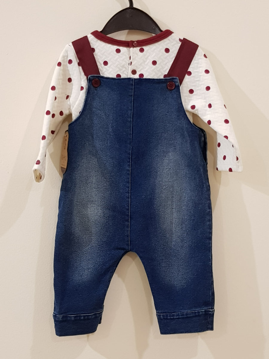 2 Pcs Polka Dot Denim Dungaree – Little World