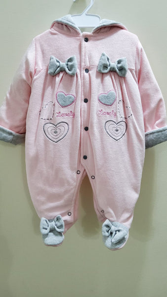 "Lovely" Hooded & Footed Winter Romper