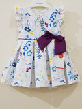 Elegant Floral Sleeveless Bow Tie Frock - Little World