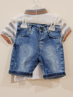 Polo T Shirt with Ribbed Denim Jeans (2 Pcs Set) - Little World