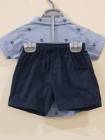 "Navy" - Polo Shirt & Shorts Set  - Little World