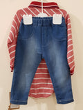 2 Pcs Polo Romper & Cotton Jeans