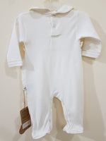 Winter Velour "3 D Flower" Romper (White)