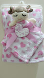 "Baby Girl" Baby Blanket  -  2 Pcs Blanket Set with Toy
