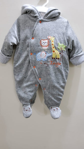 "In my Jungle" Hooded & Footed Winter Romper