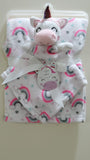 Unicorn Baby Blanket -  2 Pcs Blanket Set with Unicorn Toy
