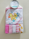 Petite " Amour Hooded Towel & 5 Wash Cloths